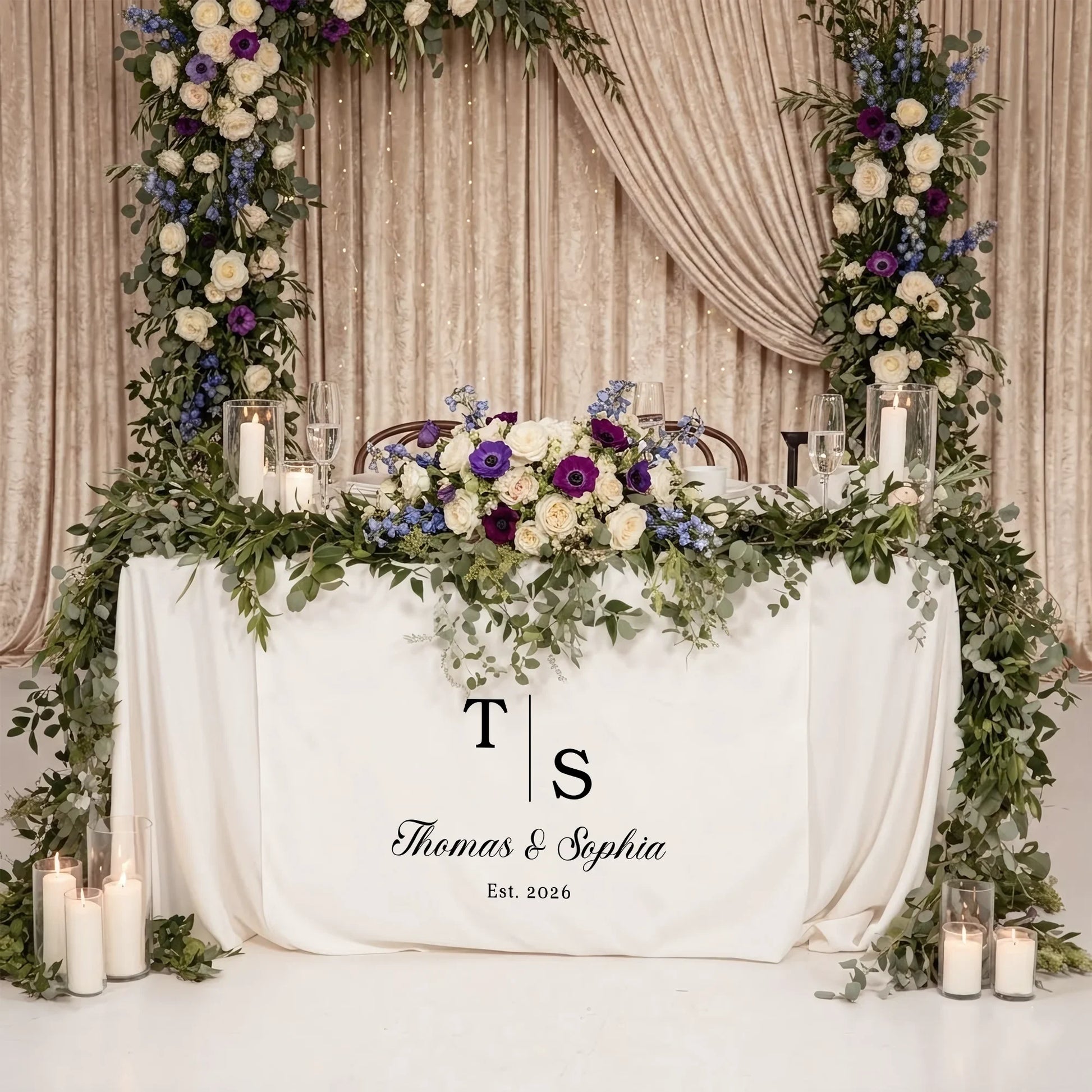 Wedding Initials Table Runner Personalized Wedding Head Table Decor Custom Names Wedding Runner, personalized wedding decor