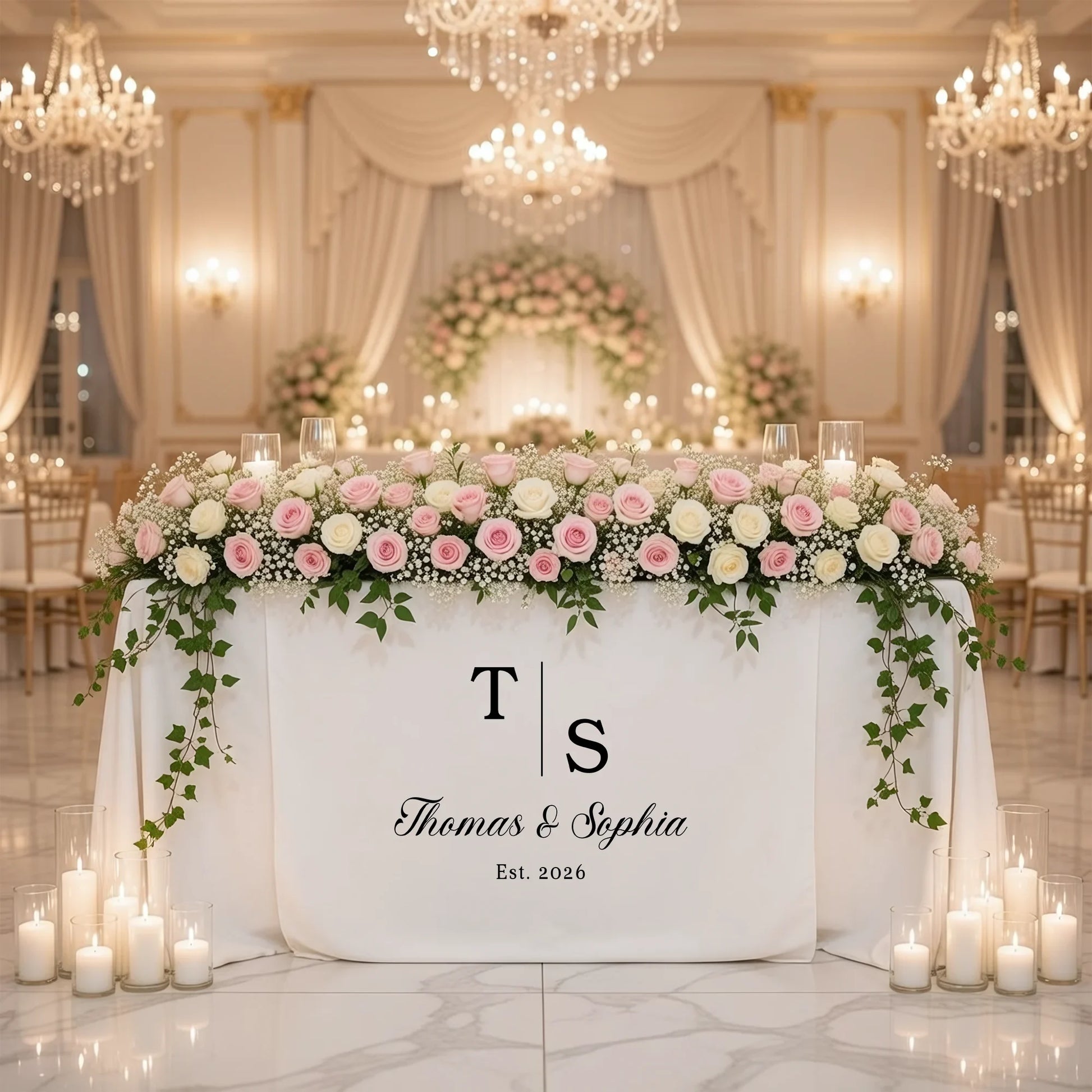Wedding Initials Table Runner Personalized Wedding Head Table Decor Custom Names Wedding Runner, personalized wedding decor