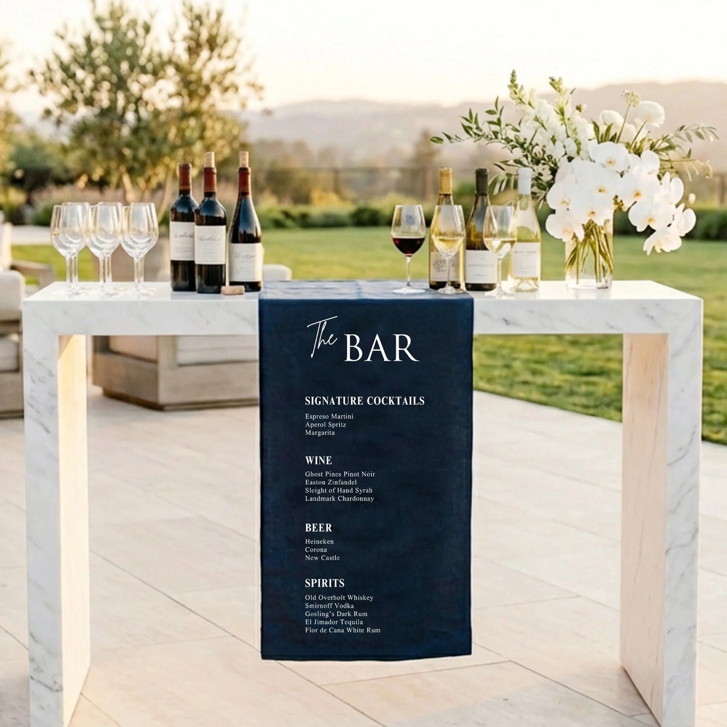 Wedding Bar Menu Table Runner Personalized Cocktail Menu Table Runner Custom Wedding Bar Decor, personalized wedding decor