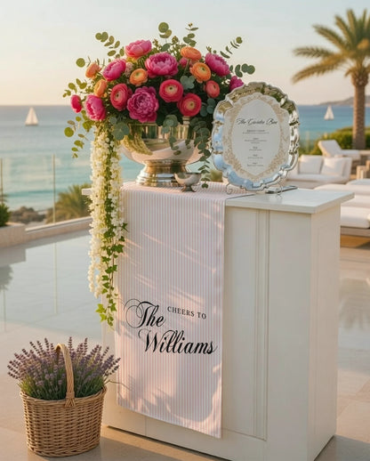 Wedding Table Runner Personalized Wedding Bar Decor Custom Name Reception Table Runner, personalized wedding decor