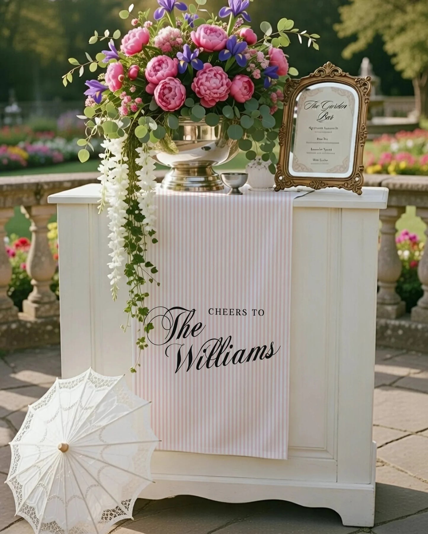 Wedding Table Runner Personalized Wedding Bar Decor Custom Name Reception Table Runner, personalized wedding decor (view 2)