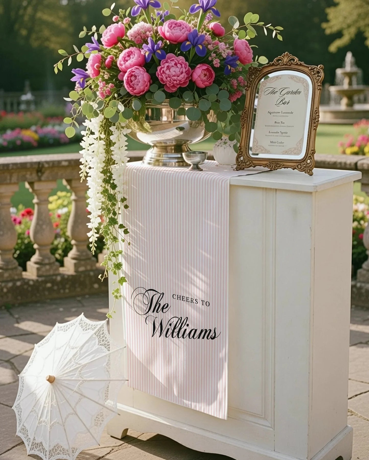 Wedding Table Runner Personalized Wedding Bar Decor Custom Name Reception Table Runner, personalized wedding decor (view 3)