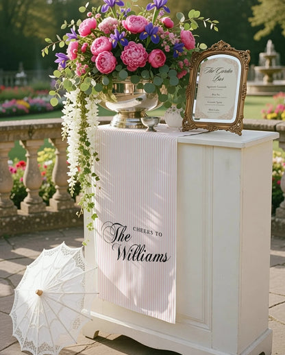 Wedding Table Runner Personalized Wedding Bar Decor Custom Name Reception Table Runner, personalized wedding decor (view 3)