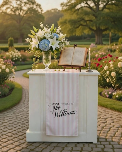 Wedding Table Runner Personalized Wedding Bar Decor Custom Name Reception Table Runner, personalized wedding decor (view 4)