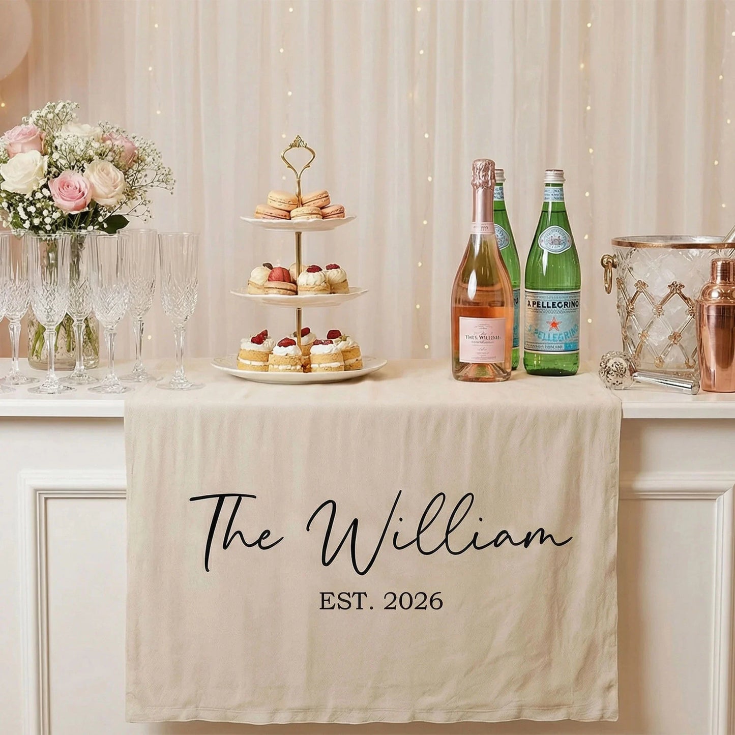 Wedding Table Runner Banner Personalized Family Name Wedding Decor EST Date Linen Table Backdrop (view 8)