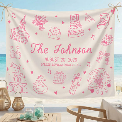 Custom Wedding Welcome Banner Personalized Wedding Backdrop Custom Name Date Wedding Ceremony Sign (view 2)