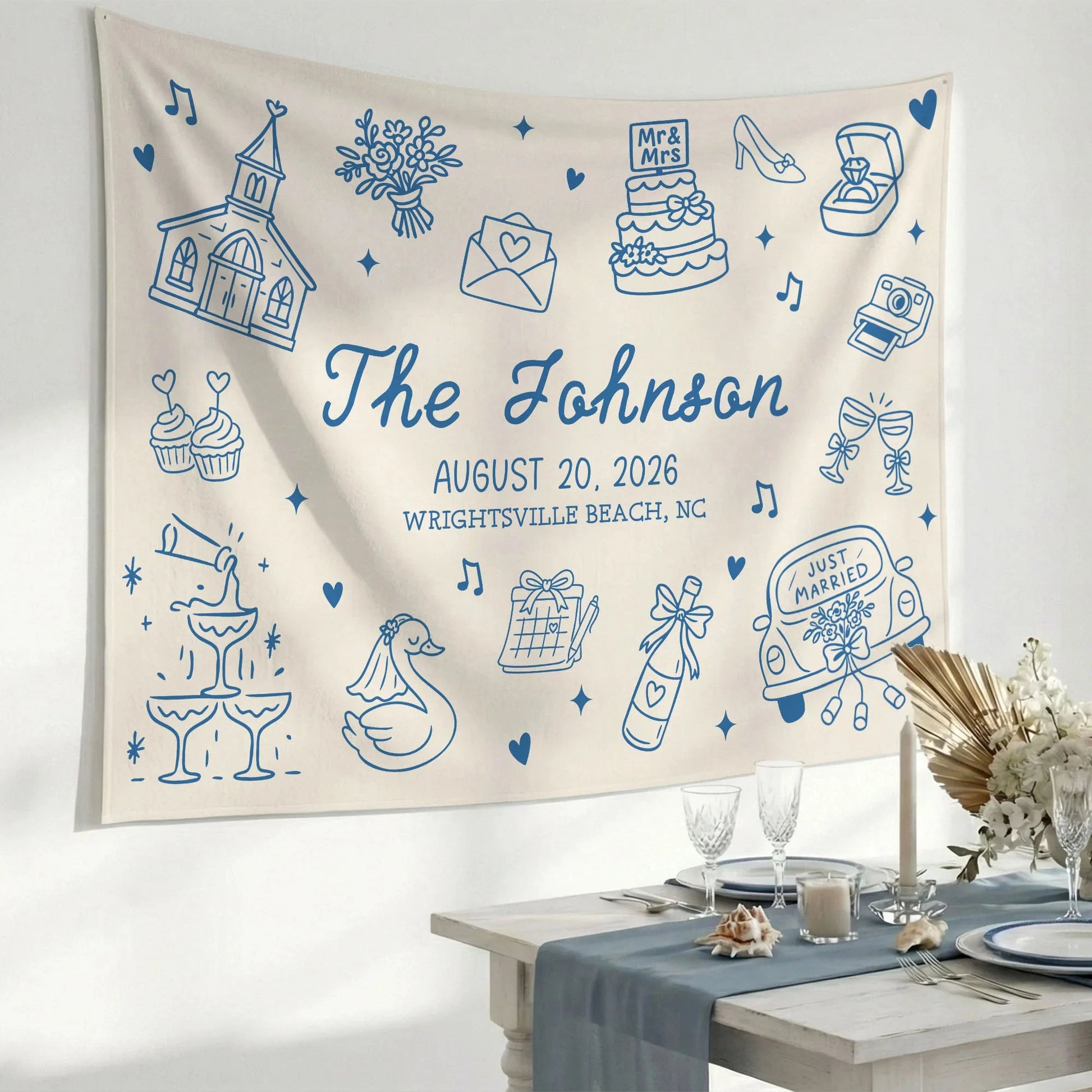 Custom Wedding Welcome Banner Personalized Wedding Backdrop Custom Name Date Wedding Ceremony Sign (view 7)