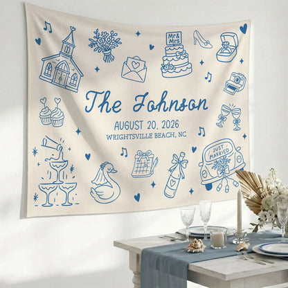 Custom Wedding Welcome Banner Personalized Wedding Backdrop Custom Name Date Wedding Ceremony Sign (view 7)