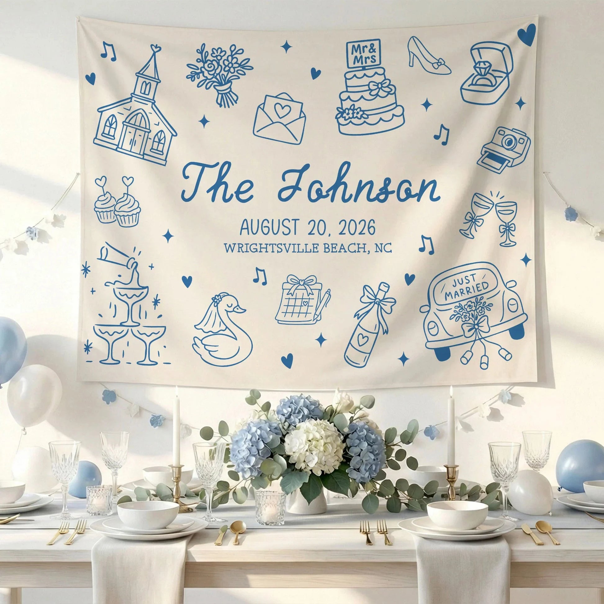 Custom Wedding Welcome Banner Personalized Wedding Backdrop Custom Name Date Wedding Ceremony Sign (view 8)