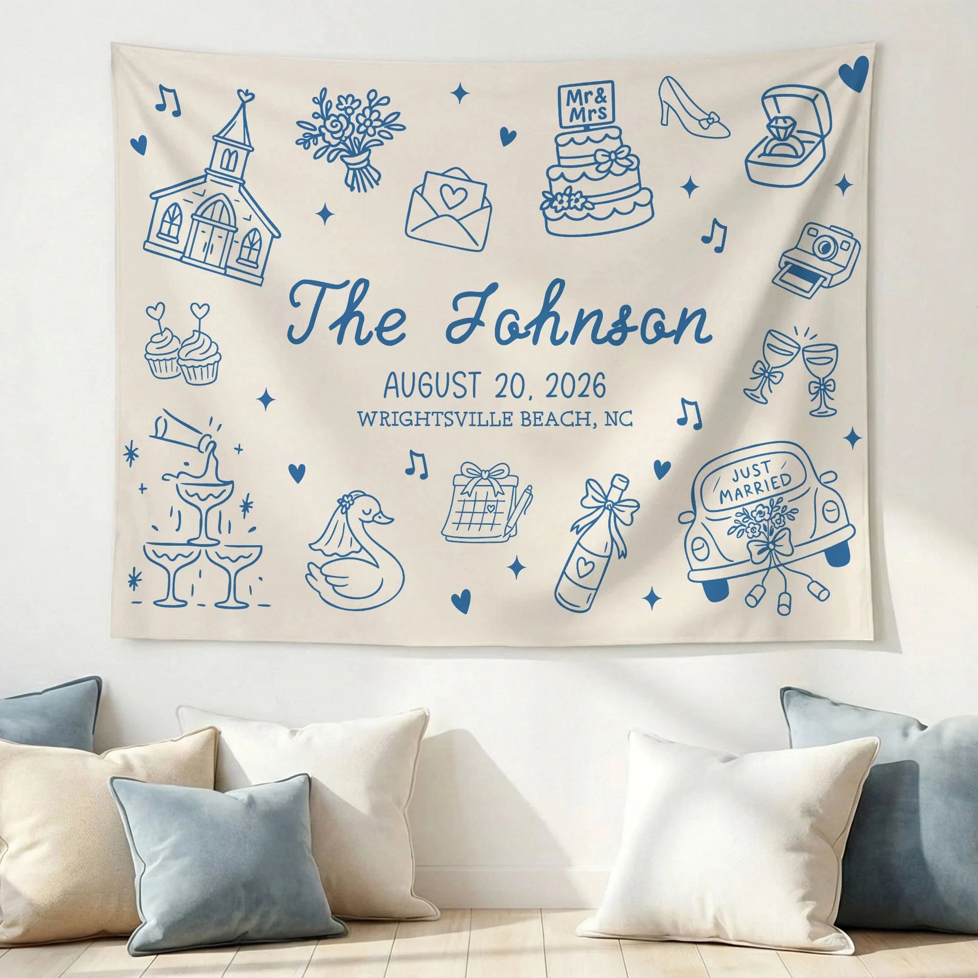 Custom Wedding Welcome Banner Personalized Wedding Backdrop Custom Name Date Wedding Ceremony Sign (view 9)