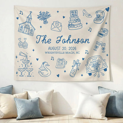 Custom Wedding Welcome Banner Personalized Wedding Backdrop Custom Name Date Wedding Ceremony Sign (view 9)