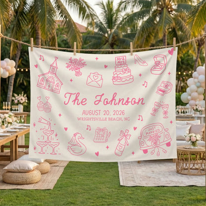 Custom Wedding Welcome Banner Personalized Wedding Backdrop Custom Name Date Wedding Ceremony Sign (view 10)