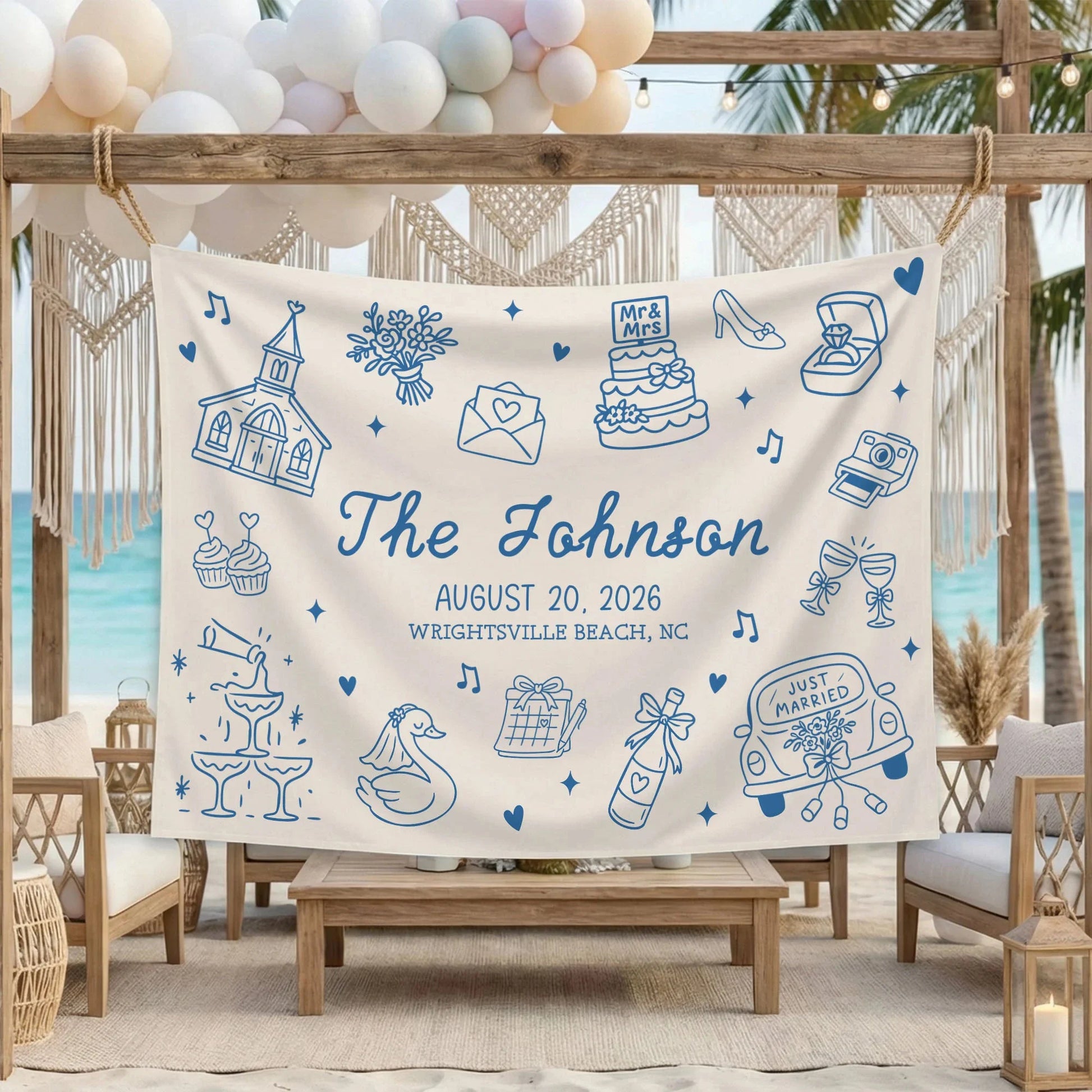 Custom Wedding Welcome Banner Personalized Wedding Backdrop Custom Name Date Wedding Ceremony Sign (view 11)