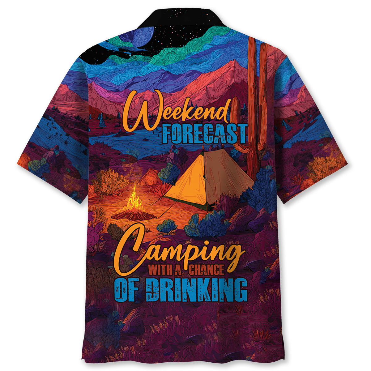 Weekend Forecast Camping with a Chance of Drinking - S - hawaiian shirt