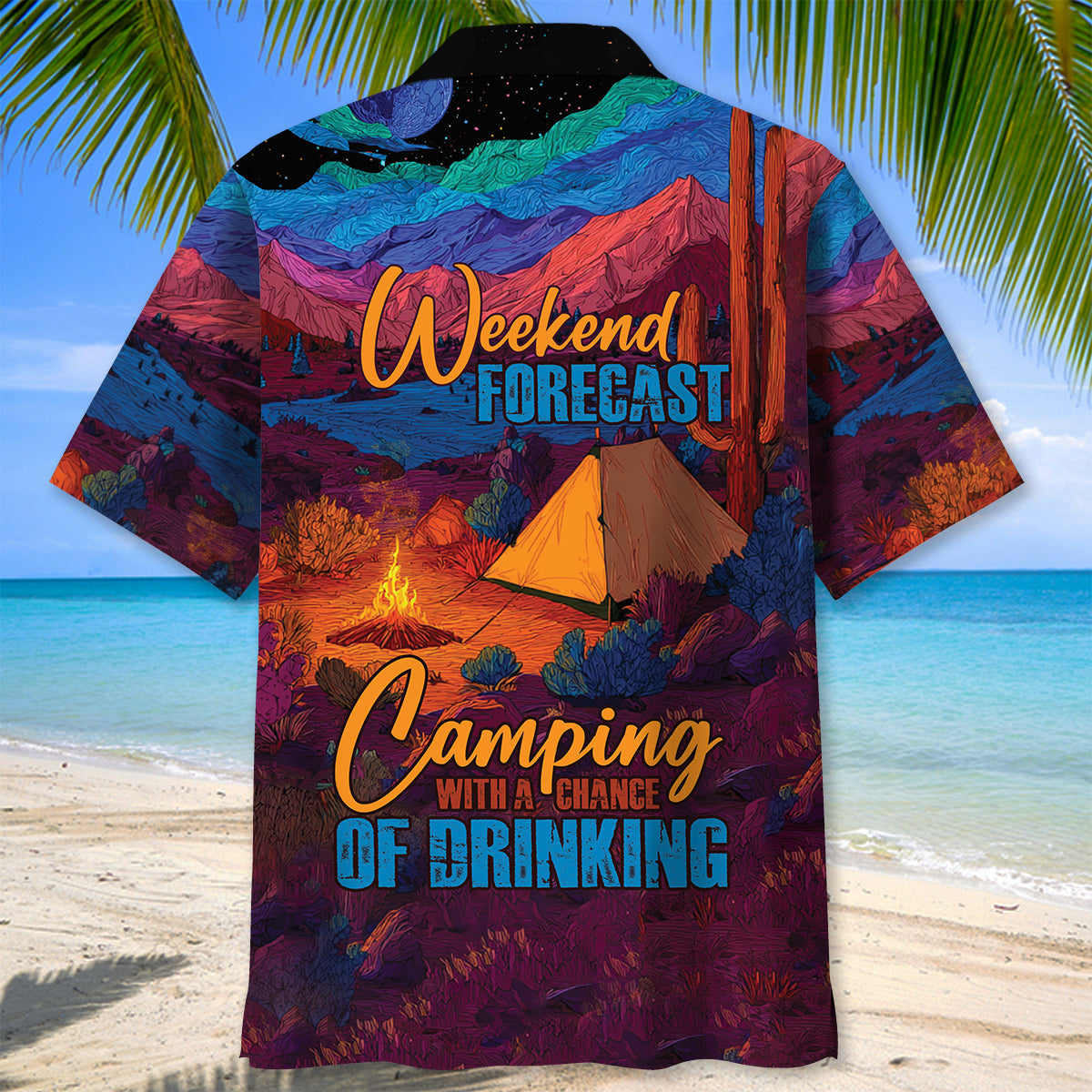 Weekend Forecast Camping with a Chance of Drinking - XL - hawaiian shirt