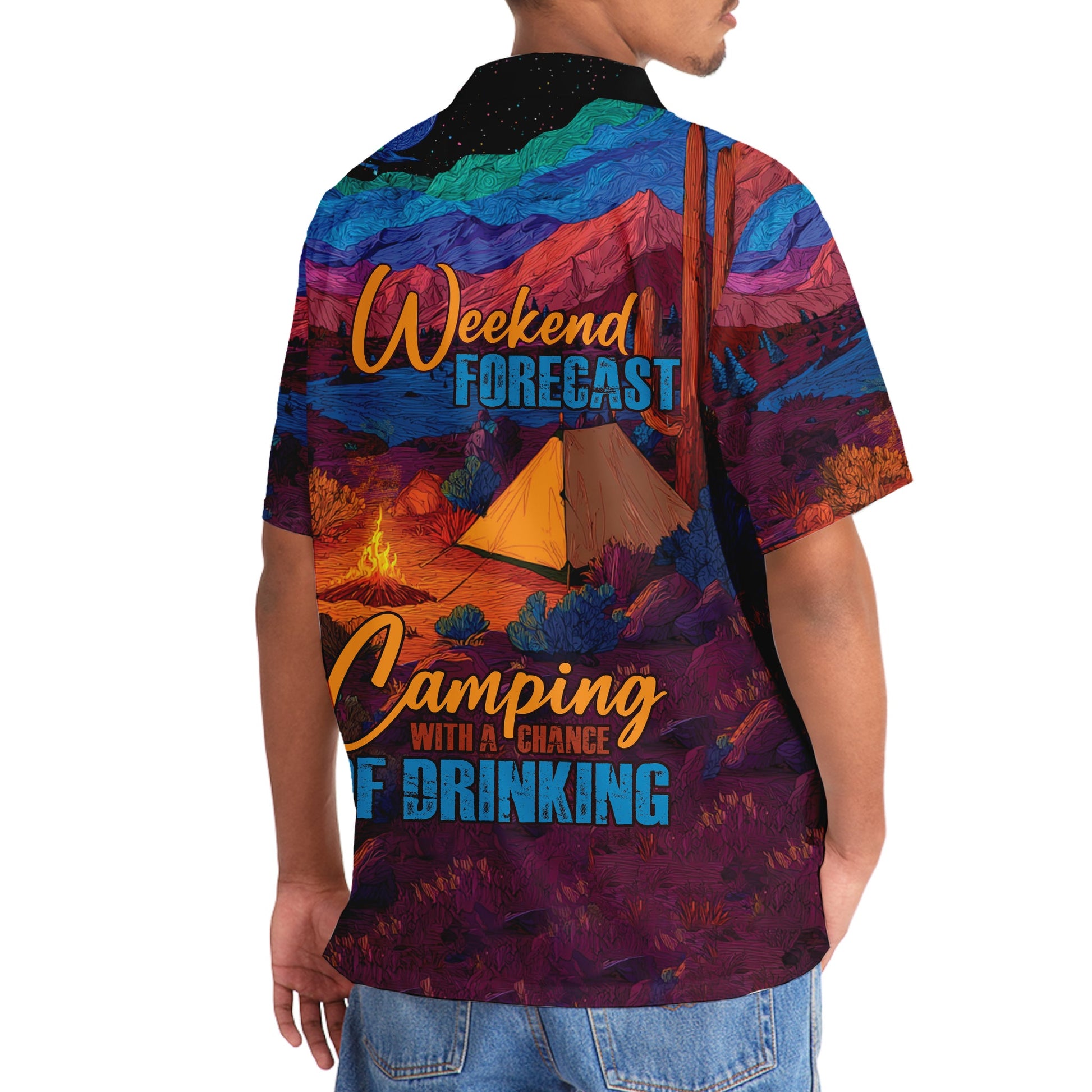 Weekend Forecast Camping with a Chance of Drinking - 3XL - hawaiian shirt
