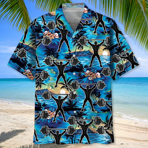 Weight Lifting Gym Tropical Hawaiian Shirt, custom shirt gift for men