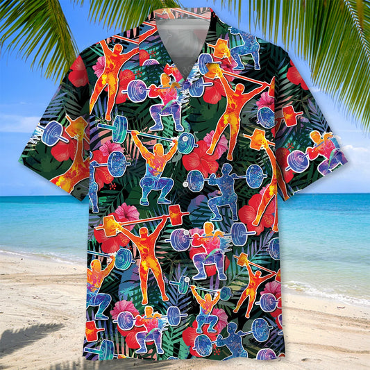 Weight Lifting Tropical Hawaiian Shirt, custom shirt gift for men