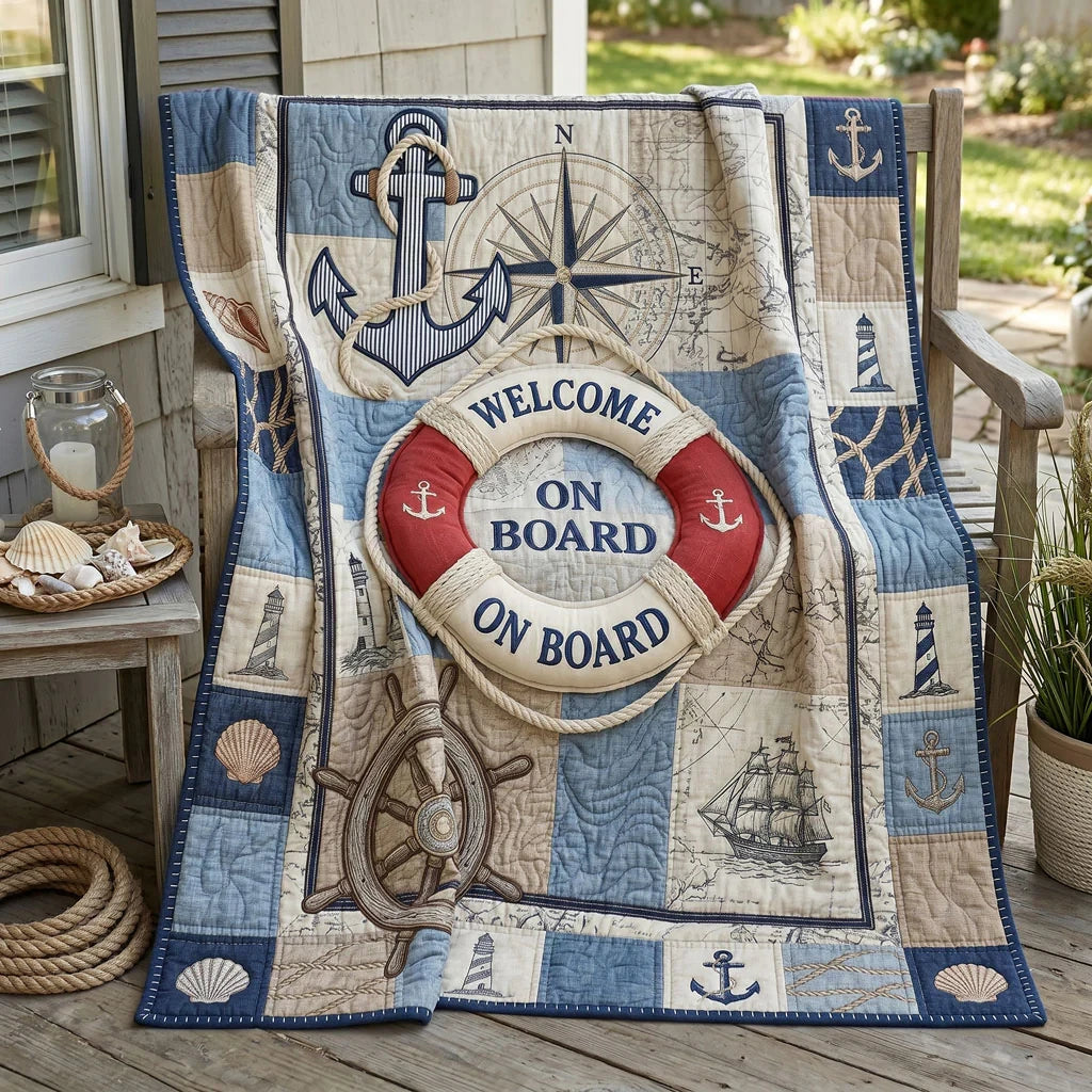 Welcome Aboard Harbor Quilt Blanket