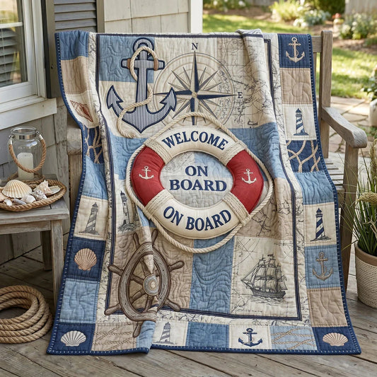 Welcome Aboard Harbor Quilt Blanket