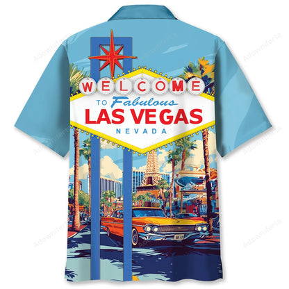 Welcome to Las Vegas Nevada Hawaiian Shirt, custom shirt gift for men (view 2)