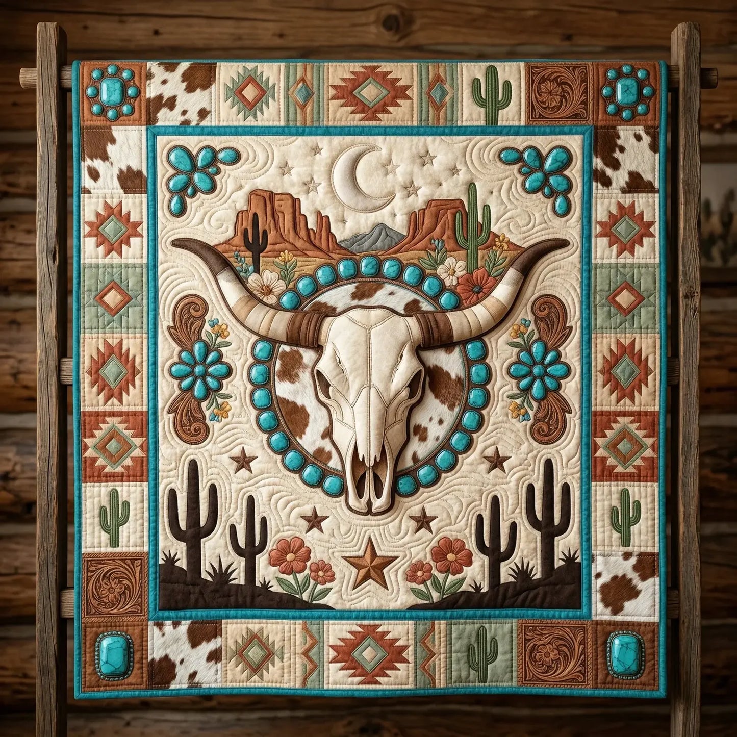 Western Bull Quilt Blanket