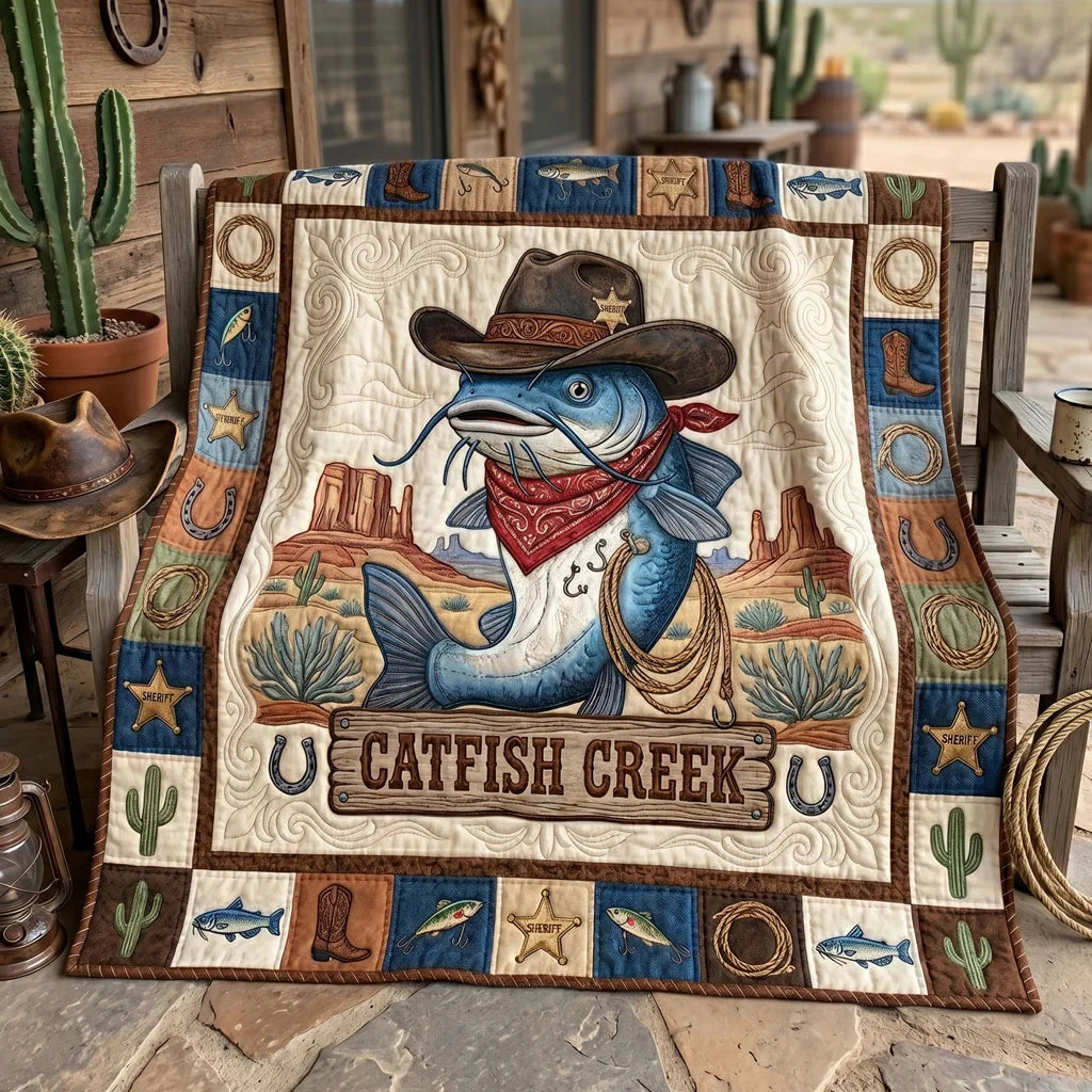 Western Catfish Legend Quilt Blanket