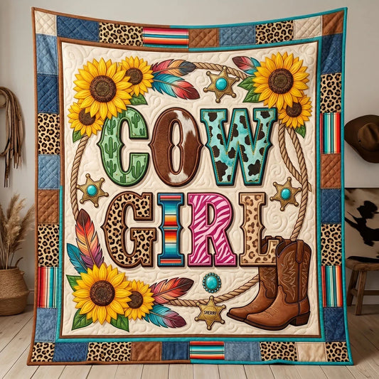 Western Cowgirl Spirit Quilt Blanket