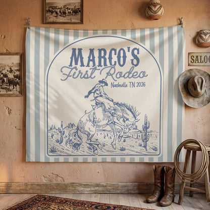 First Rodeo Birthday Banner Personalized Western Birthday Backdrop Cowboy Birthday Party Banner, personalized birthday bac...