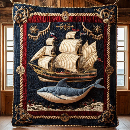 Whale And Crown Quilt Blanket