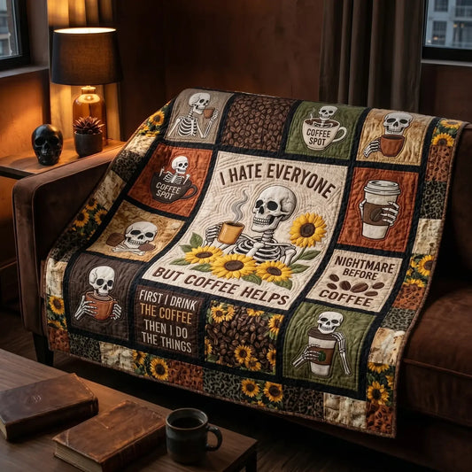 When I Drink Coffee Quilt Blanket