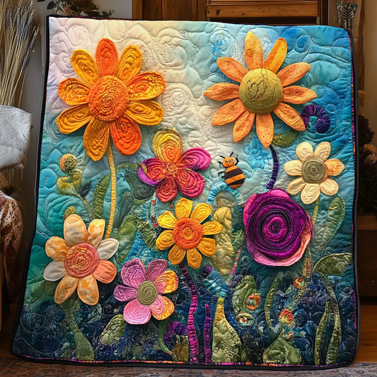 Whimsical Blooming Quilt Blanket
