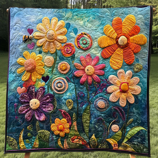 Whimsical Blooming Quilt Blanket