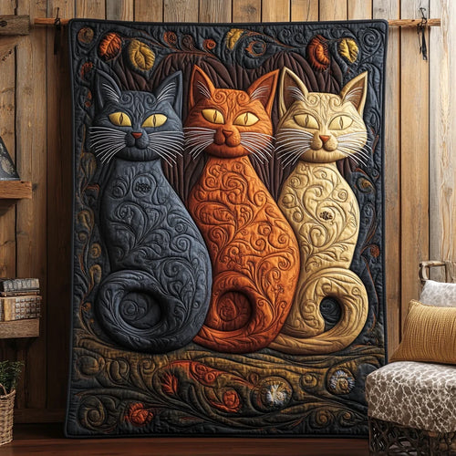 Whimsical Cat Quilt Blanket
