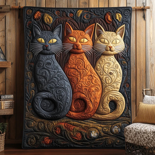 Whimsical Cat Quilt Blanket