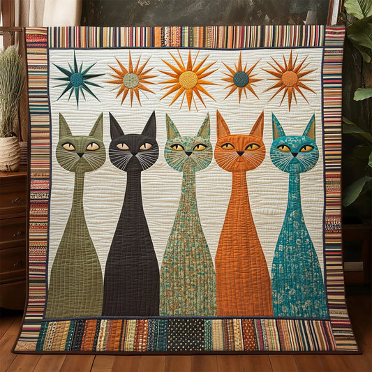 Whimsical Cat Quilt Blanket