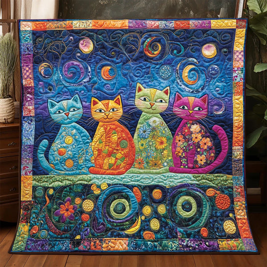 Whimsical Cat Quilt Blanket