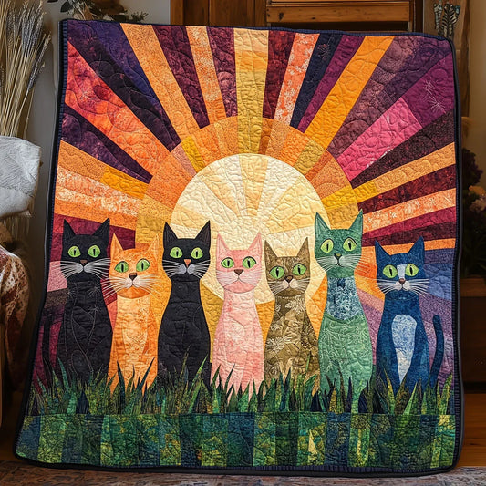 Whimsical Cat Quilt Blanket