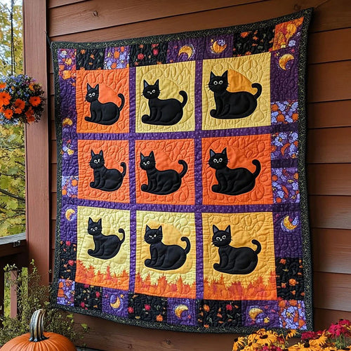 Whimsical Cat Quilt Blanket