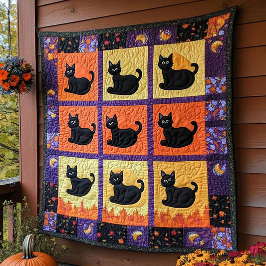 Whimsical Cat Quilt Blanket