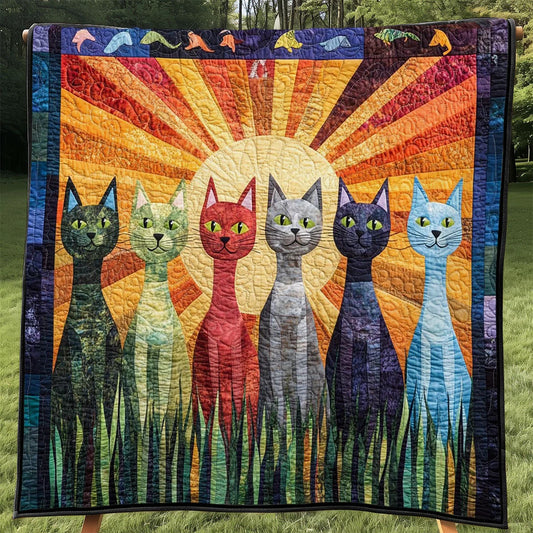 Whimsical Cat Quilt Blanket