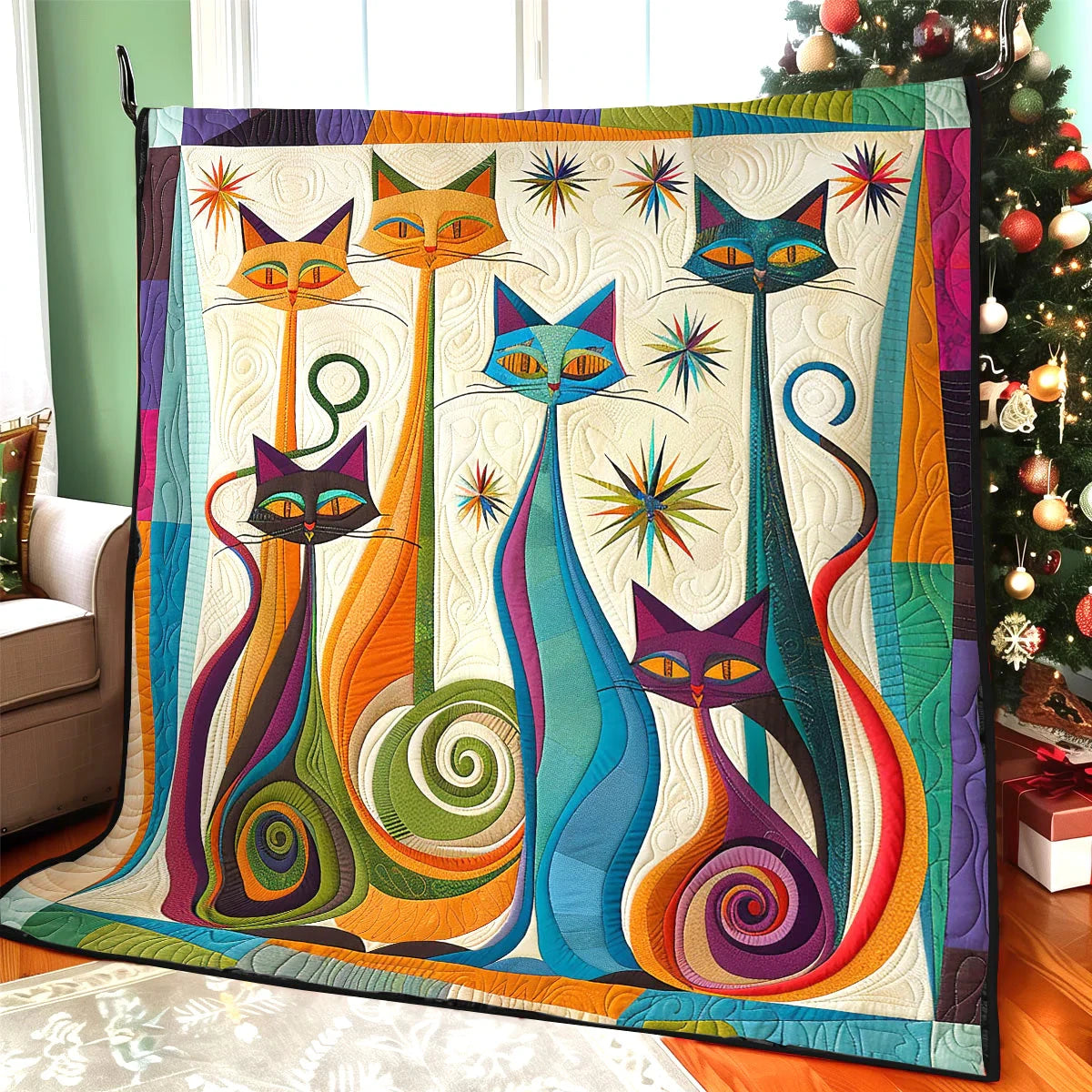 Whimsical Cats Quilt Blanket