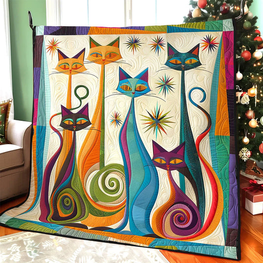 Whimsical Cats Quilt Blanket