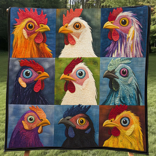 Whimsical Chicken Quilt Blanket