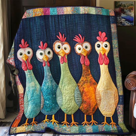 Whimsical Chickens Quilt Blanket