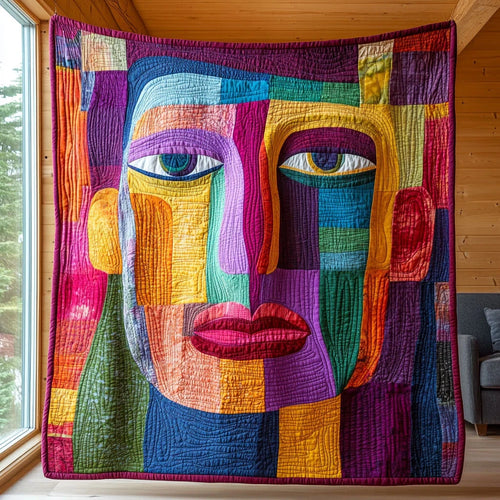 Whimsical Face Quilt Blanket