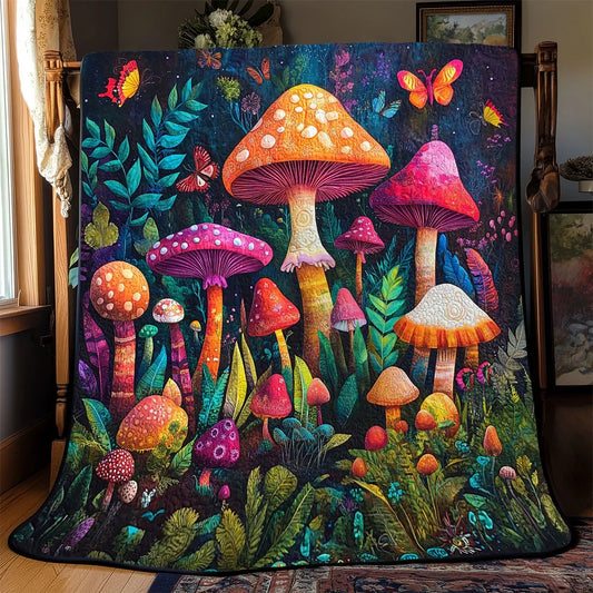 Whimsical Mushroom Quilt Blanket