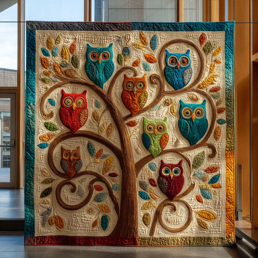 Whimsical Owl Harmony Quilt Blanket