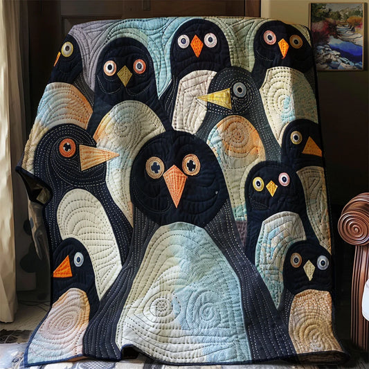 Whimsical Penguin Quilt Blanket