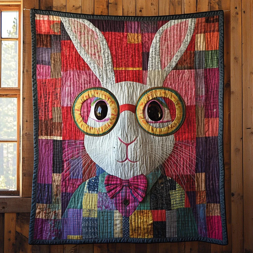 Whimsical Rabbit Quilt Blanket